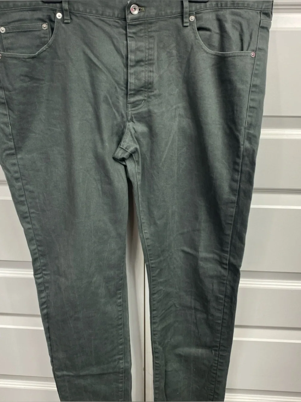 Proper Cloth Jeans Mens 42x34 Stretch Denim Dark Gray  Wash Button Fly